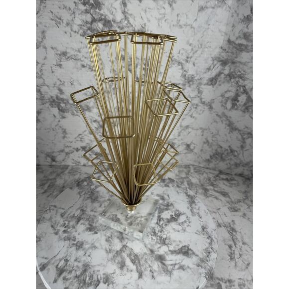 Modernist Gold Geometric Escher Perspective Cube Sculpture Clear Lucite Base - Picture 6 of 8